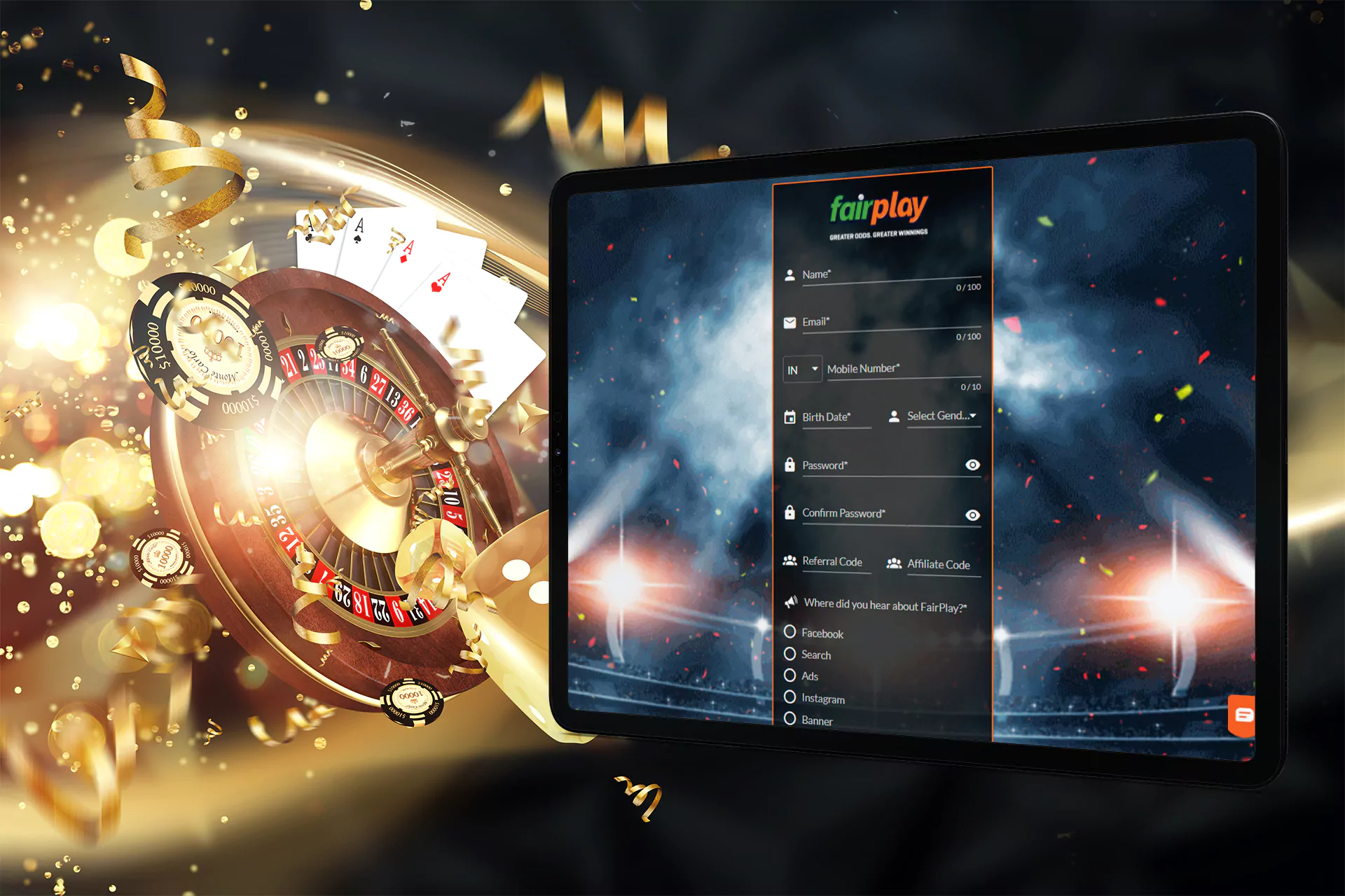 Create an account in the Fairplay casino.