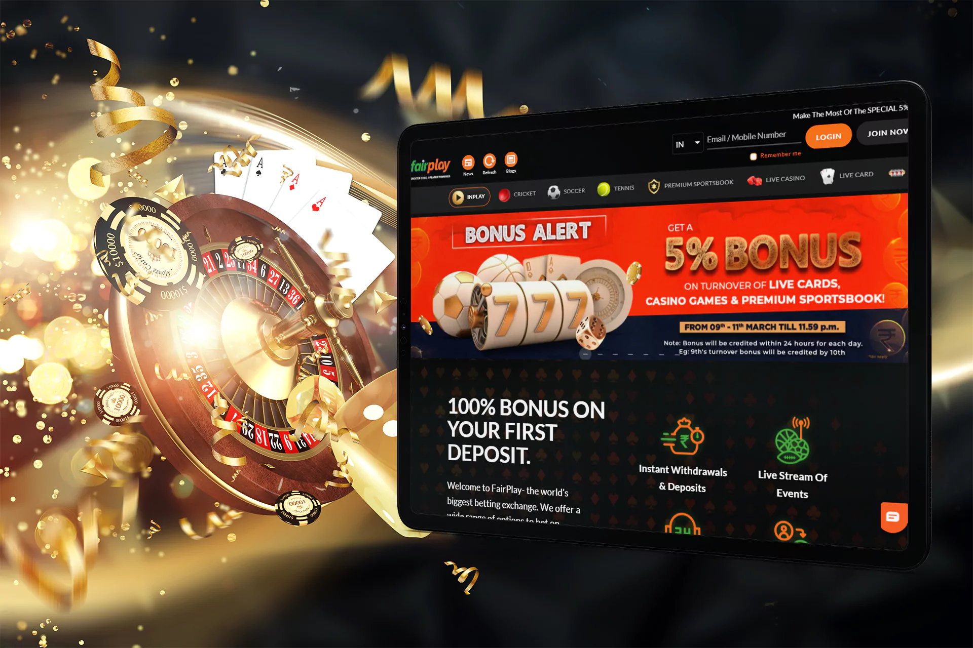 Go to on of the casino pages.