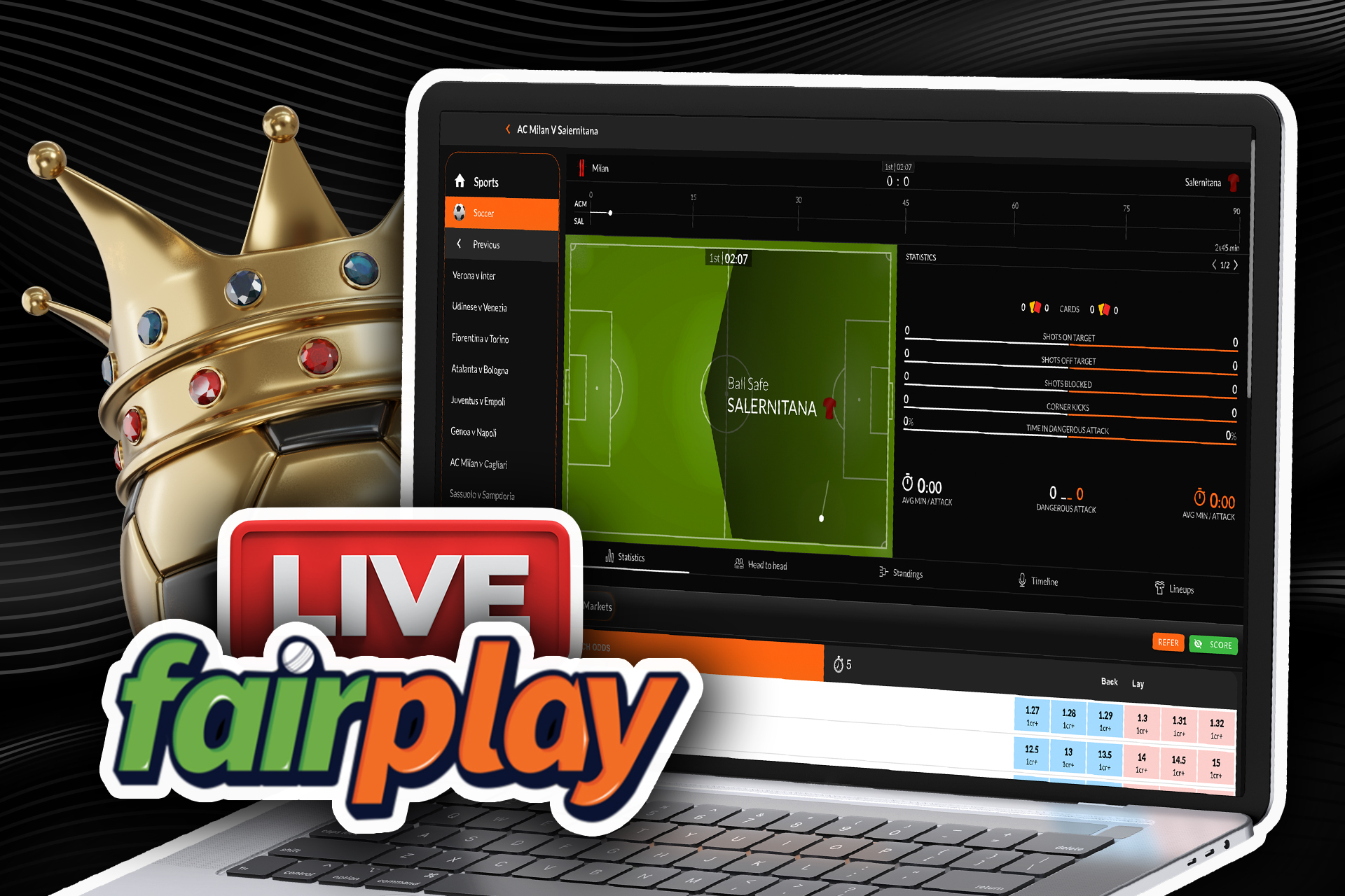 You can easily place bets on Fairplay during the soccer matches.