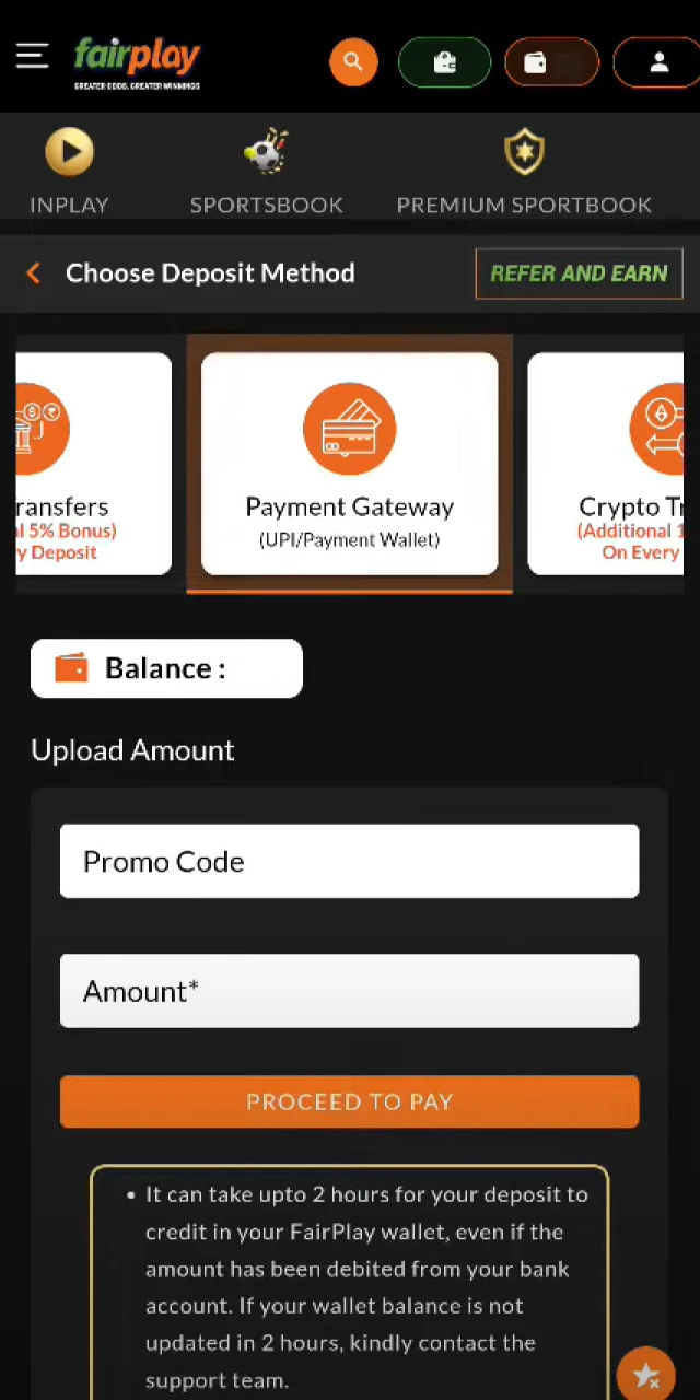 Make a deposit at Fairplay.