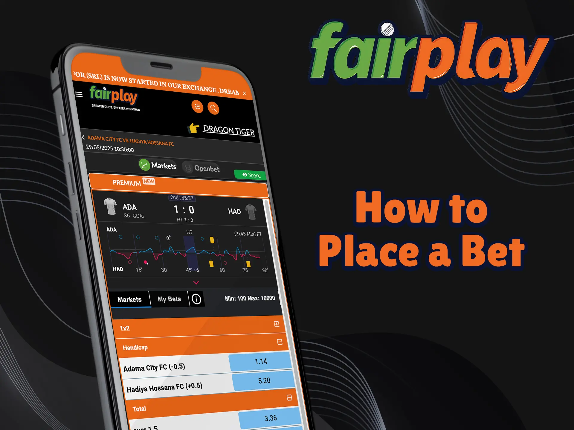 Place bets on a variety of sports on the Fairplay app.