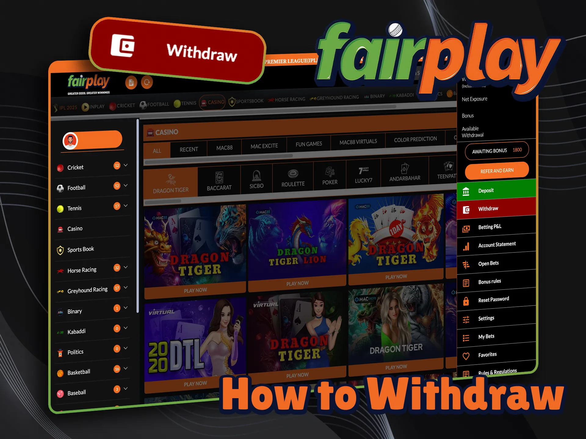 Find out how to withdraw money from Fairplay.