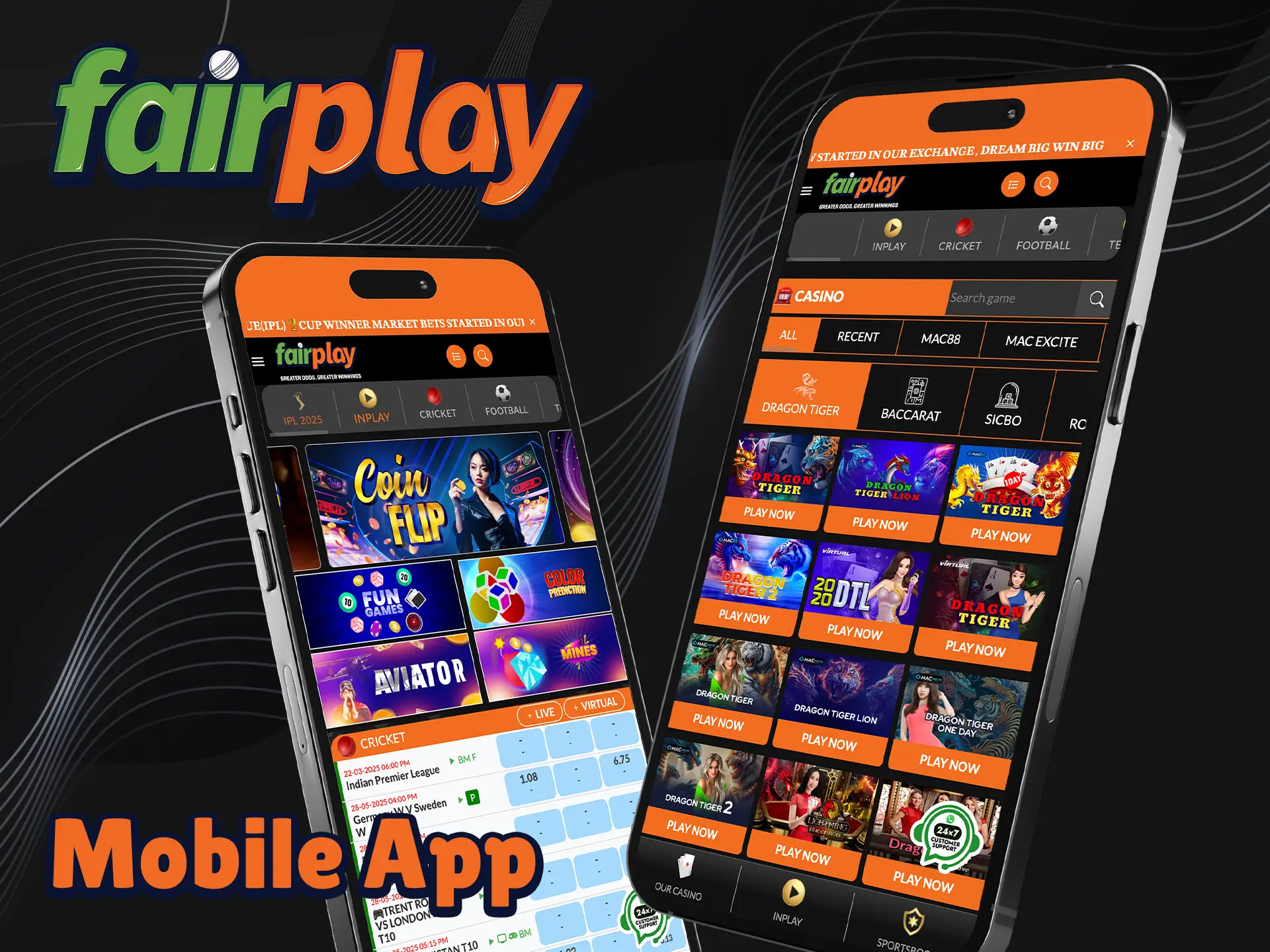Download the Fairplay mobile app to start betting and playing.