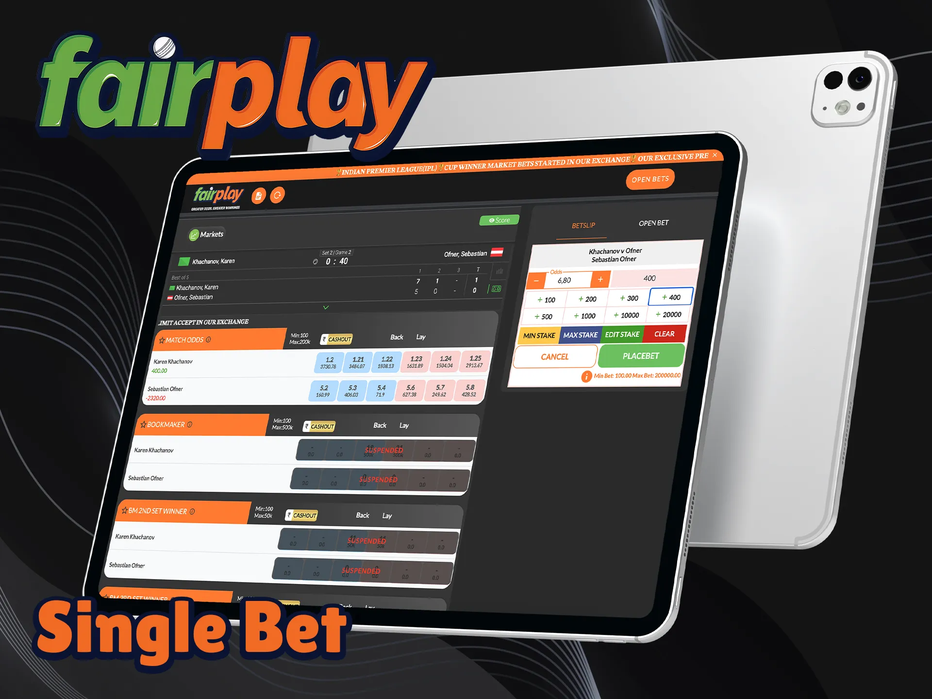 Place single bets on sports on the Fairplay platform.